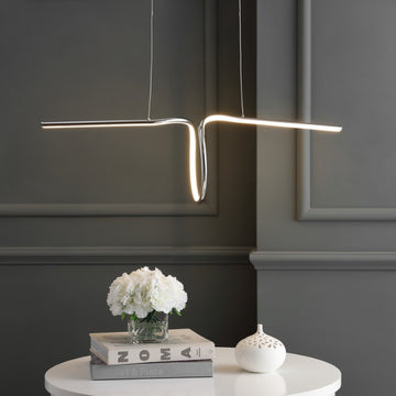 Ali 34.5" Dimmable Adjustable Integrated LED Metal Linear Pendant - JONATHAN Y